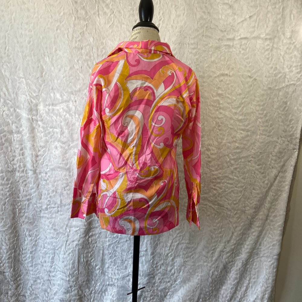 Vintage 60's Mod Blouse Psychedelic paisley print Fun Funky Trippy - Picture 4 of 6